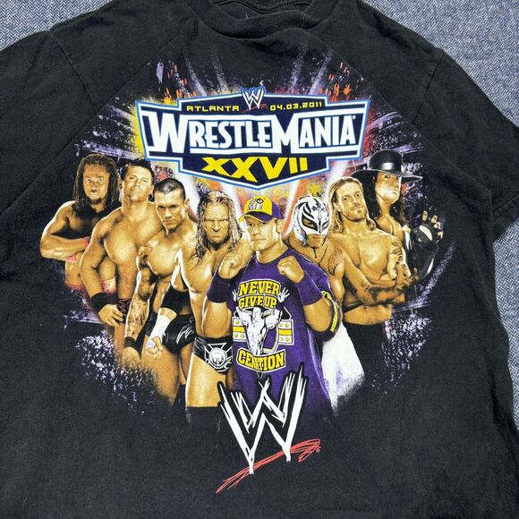 Vintage WWE T Shirt Wrestlemania 2011 John Cena Rey Mysterio Boys Medium 10-12 - Picture 3 of 6